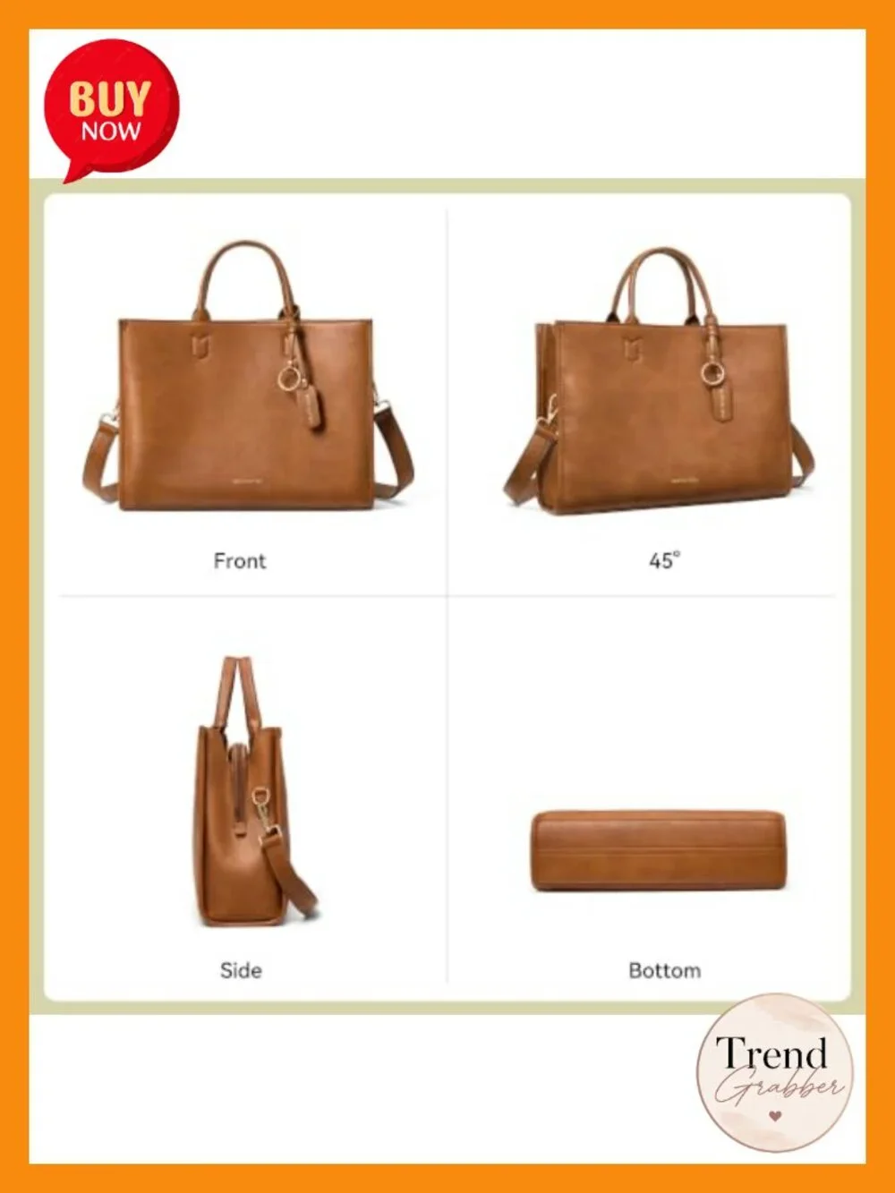 Faux Leather Satchel Handbag Top Handle Purse Work Tote